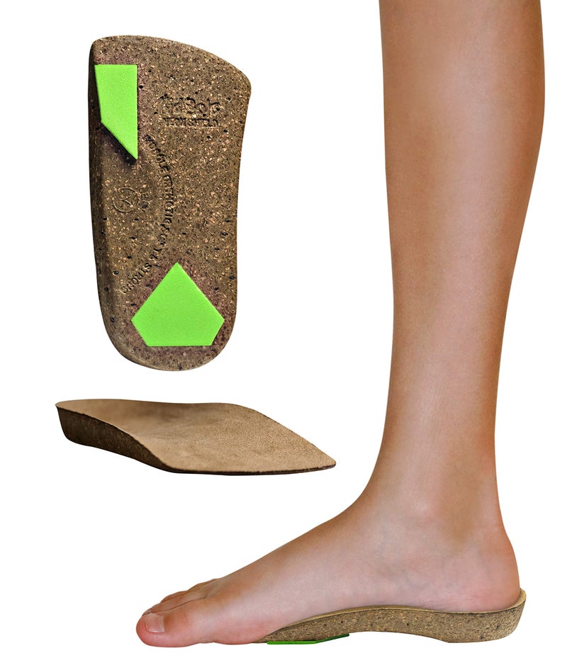 KidSole 34 Length Cork Neon Shield Arch Support Insole for Kids with Foot Pronation Flat feet or Any Other undiagnosed Arch Support Issues Kids Size 475